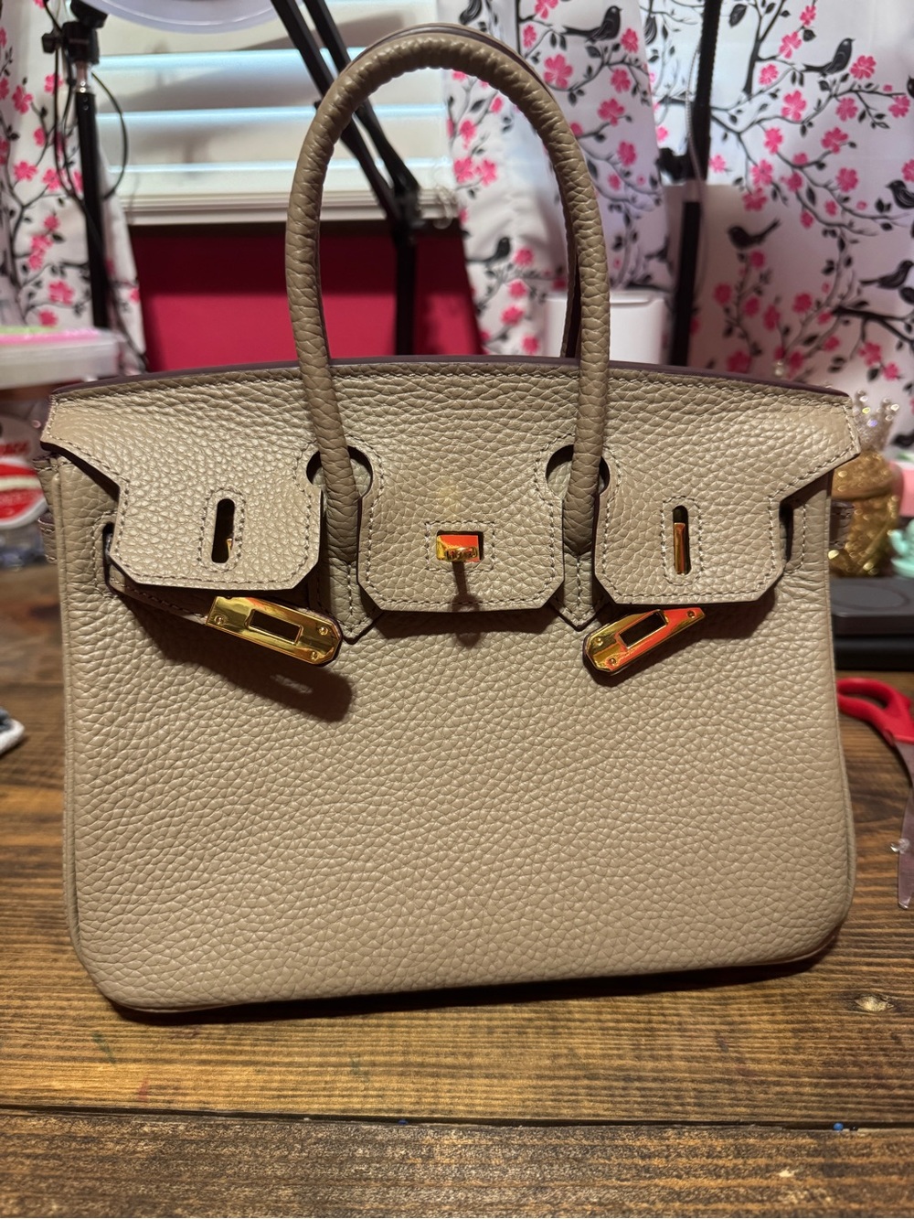 Inspired Luxury Pebbled Leather “Birkin 25”Top-Handle Women’s Bag